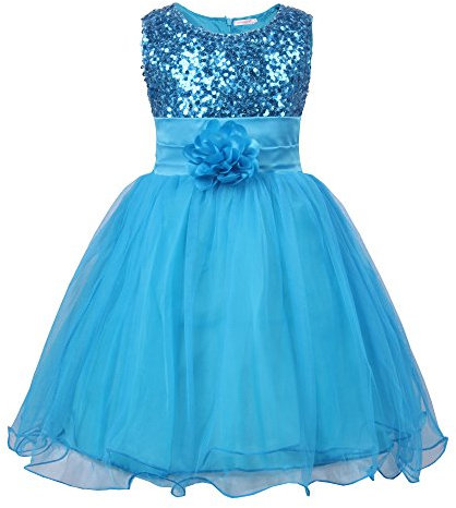 JerrisApparel Principessa Ragazza Fiore Paillettes Festa Matrimonio Vestito (3 Anni, Blu)