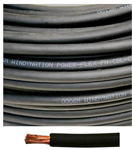 1/0 Gauge 1/0 AWG 20 Feet Black Welding Battery Pure Copper Flexible Cable Wire - Car, Inverter, RV, Solar