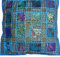 Kissen 40,6 x 40,6 cm indischen schwere Stickerei Sari Patchwork Quadratisch Reißverschluss 40 cm blau