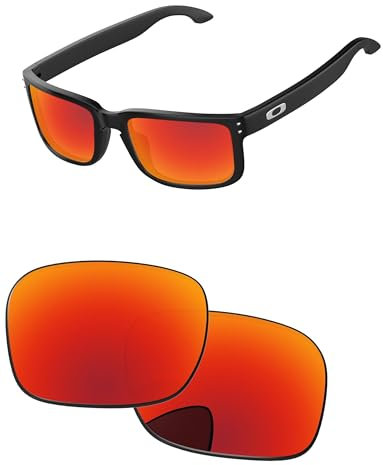 PapaViva Verres de rechange pour lunettes de soleil Oakley Holbrook OO9102 55 mm, rouge feu, Holbrook