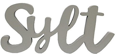 osters muschel-sammler-shop Grauer Sylt Schriftzug aus Holz, Höhe 10cm- Länge 23cm - der perfekte und schöne Schrift-Zug für´s Heim für die Maritime Dekoration jeden Insel-Fan´s