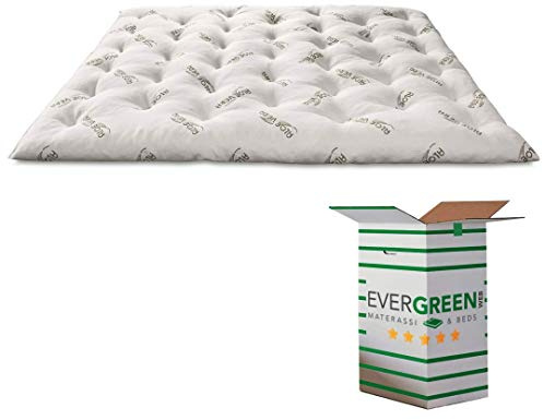 EVERGREENWEB Topper 135x190 cm, Höhe 7 cm, Aus Memory Foam Flocken mit Aloe Vera Faser Bezug, Matratzenschoner, Topper Orthopädisch mit Gänsefeder-Effekt, Weicher Matratzenauflage| Modell STARLES