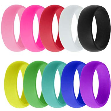 PAURO Herren Damen 8.5MM Breite Punk Sports Ring Silikon 10 Pack Größe 62 (19.7)