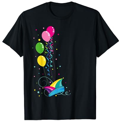 Karneval Fasching T-Shirt Narrenkappe Luftballons Konfetti T-Shirt