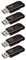 PNY Set da 5 Unità Flash Attaché 4 USB 2.0 con Cappuccio Scorrevole, Nero, 5x16 GB