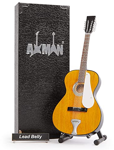 Leadbelly 12 cuerdas acústicas - Guitarra en miniatura - Regalos musicales - Adorno hecho a mano