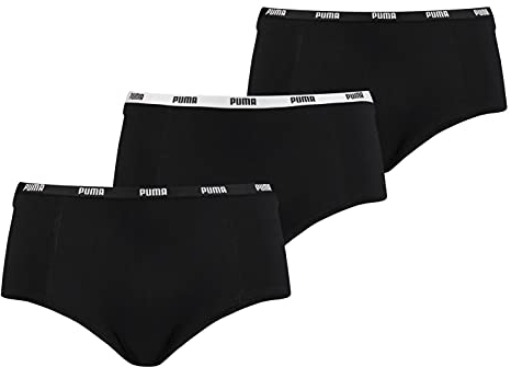 PUMA Damen Mini Short Unterwäsche, Schwarz, L (3er Pack)