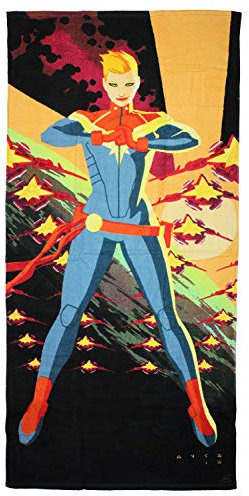 Seven Times Six Marvel Comics Captain Marvel Power Pose Strandtuch, 150 x 73 cm