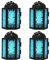 Vela Lanterns Lot de 4 mini bougeoirs marocains décoratifs pour la maison, la terrasse, les mariages, bleu