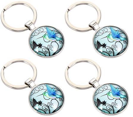 VOSAREA 4 Stück Kleiner Kolibri-schlüsselanhänger Glasschlüsselanhänger Schlüsselanhänger-anhänger Kolibri Schmuck Stylischer Schlüsselhalter Anime-schmuck Charme Aufkleber Zinklegierung