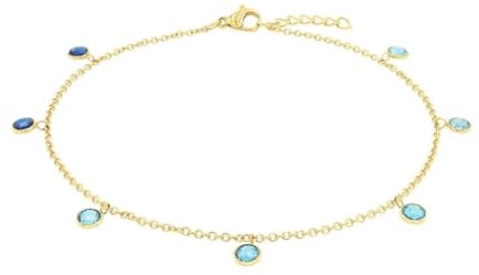 Amor Fußkette Edelstahl Damen Sommerschmuck, mit Zirkonia synth, 23+2 cm, Gold, Kommt in Schmuck Geschenk Box, 2036447