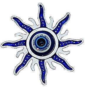LUCKBOOSTIUM Sun Decorative Magnets for Refrigerator Office Car Cabinet Locker Whiteboard & Other Metal Surfaces Made of Metal Alloy & Decorated with Blue Rhinestones