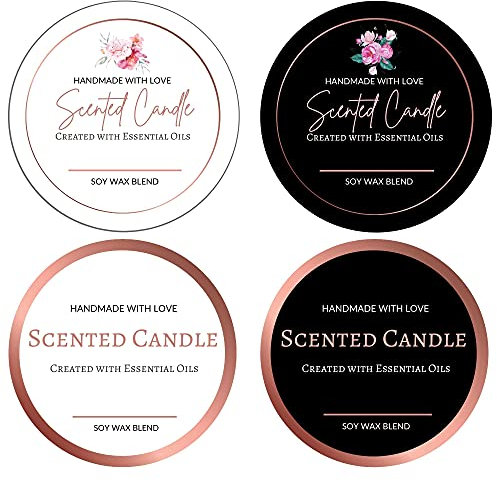 Mobiusea Creation 2 Inch Rose Gold Candle Label Roll | 300pcs Labels for Making Supplies, Tins, Containers, Jars with Lids, Boxes Packaging