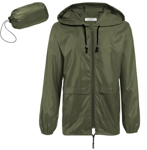 COOFANDY Packable Rain Jacket Men's Lightweight Waterproof Rain Shell Work Rain Gear