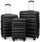 COOLIFE Hartschalen-Koffer Trolley Rollkoffer Reisekoffer mit TSA-Schloss und 4 Rollen (Schwarz, Koffer-Set)