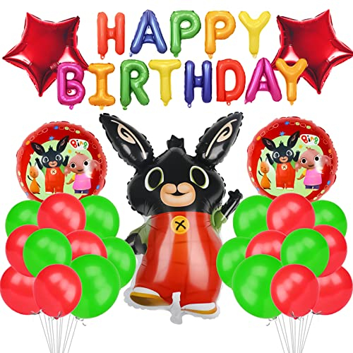 Palloncini Compleanno Decorazione Set, Bing Bunny Decorazione Compleanno Bambini Palloncini Articoli per Feste, Striscione Compleanno, Palloncino Foil, per Ragazze Ragazzi Decorazione Feste Bambini