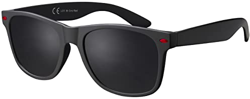 La Optica B.L.M. Herren Sonnenbrille UV400 CAT 3 Damen Unisex Retro Vintage - Party Festival Glänzend Matt (Gläser: Grau Schwarz)