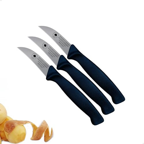 3er Set Schwarzes Solinger Kunststoff Zöppken und scharfes Gemüsemesser, Küchenmesser, Kleines Obst- und Schneidemesser sowie Schälmesser, Jausenmesser, Mini Neck Knife