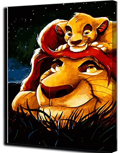 FACAILE Peinture par Numéro Adulte Le Roi Lion Simba 40x50cm Bricolage Tableau Peindre par Nombre pour Enfants Jouets à peindre cadeaux peints à la mainHome Decor Taille unique
