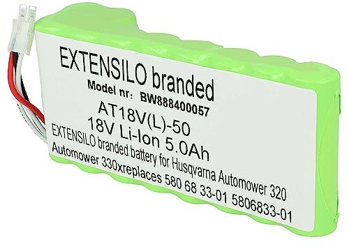 EXTENSILO Bloc de Batteries Compatible avec Husqvarna Automower 450X (Jusque 2019/2020) Robot Tondeuse (5000mAh, 18V, Li-ION)