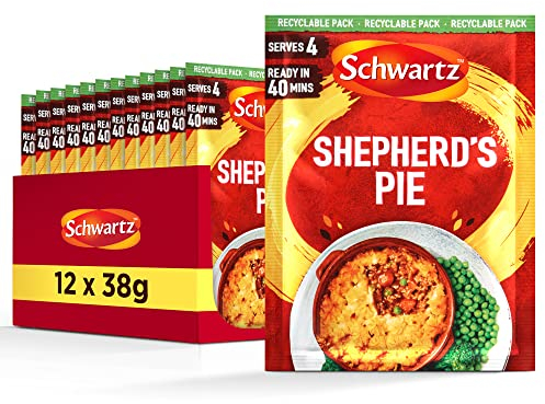 Schwartz Shepherd's Pie Mix 38 G | Serves 4 | Pack of 12 | Classic Comfort Dish | Easy & Tasty Meal | With Earthy Paprika, Garlic and Aromatic Bay Leaves | No Artificial Colouring or Flavouring