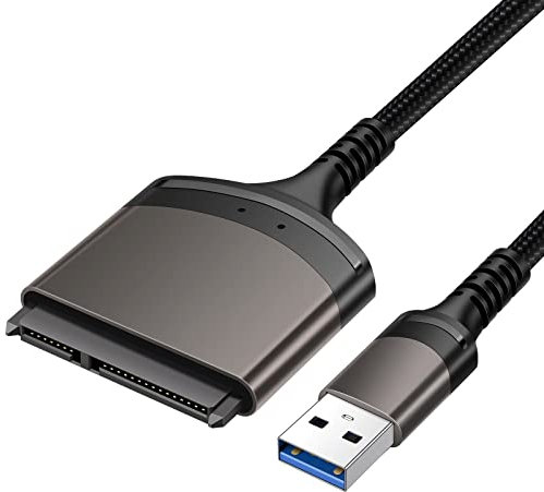 ULXUUUN SATA to USB Adapter Cable, USB 3.0 to SATA III Hard Drive Adapter for 2.5'' SSD/HDD Data Transfer, Support UASP - 9 Inchs, Aluminum Shell & Nylon Cord