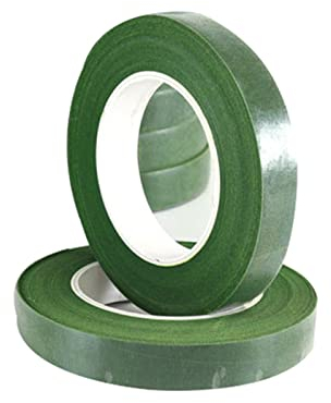 QRJ 2Roll Florist Stem Wrap Tape,12mm Florist Tape Green Floral Tape Bouquet Tape Flower Tape for Crafts Bouquets Stem Vases Artificial Flowers Wreath,59 Feet/Roll