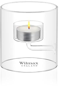 Wilmax Thermoglas-Kronleuchter - Kerzenständer für 1 Teelicht - Durchsichtig Kerzenständer Kerzen Vase - Tischdekoration Windlicht Outdoor Kerzengläser Hochwertig