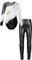 iEFiEL Mädchen Turnanzug Langarm Gymnastikanzug Langarm Leotard Metallic Tanzbody Glänzende Leggings Lang Sporthosen Weiß schwarz 134-140