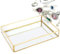 Mokernali Glas Schmuckbox Gold, Vintage Metall Glas Aufbewahrungsbox, 14×20×3.5cm, leichtgewichtig, Messingkanten, zur Präsentation Ihrer Schmuckstücke, Kleinigkeiten und Erinnerungsstücke(S)