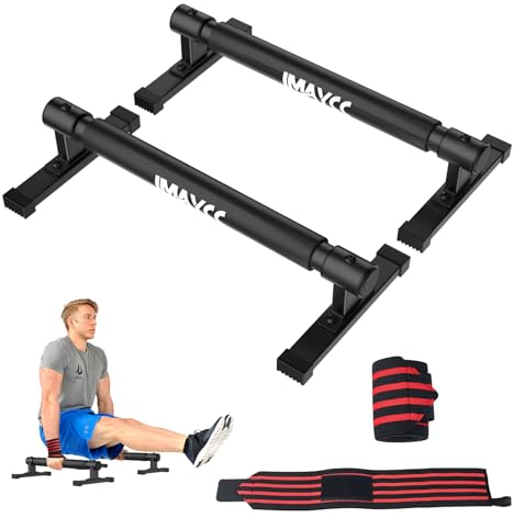 IMAYCC Parallettes, 50 CM Handstand Barrenm mit Handgelenk Bandagen Fitness,Großer Push Up Bar Dip Barren,Rutschfeste Liegestützgriffe,Calisthenics Equipment für Indoor Outdoor Geeignet Heim-Fitness