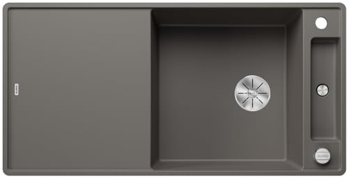 BLANCO AXIA III XL 6 S-F | Granitspüle aus SILGRANIT vulkangrau | mit | [99x50x20,2cm] | für 60 cm breite Unterschränke | mit Glasschneidbrett | Reinigungsfreundlich | Einbauart: Flächenbündig