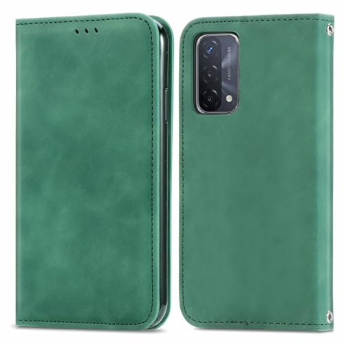 WBWONE Cover a Libro per OPPO A74 4G, Antiurto Custodia a Portafoglio in Pelle Premium con Funzione di Supporto e Slot per Carte - Verde