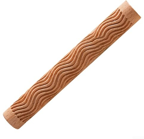 Mattarello in legno goffrato, con motivo floreale inciso, strumento fai da te 3D rullo in legno per impastare biscotti decorativi (curva)
