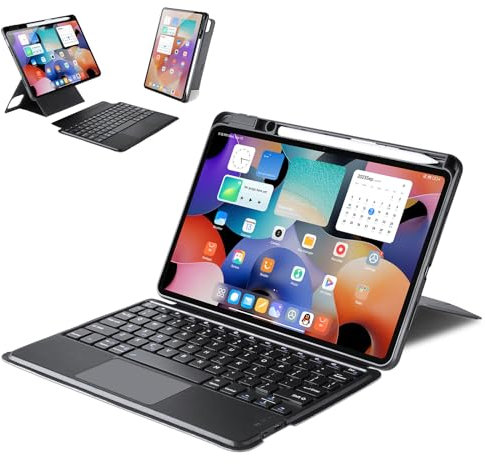 VLEAQC Funda de Teclado para Xiaomi Mi Pad 6/ Pad 6 Pro 11 Pulgadas 2023, Teclado Trackpad Bluetooth inalámbrico Desmontable magnéticamente, Estuche Tipo Folio con portalápices, Soporte Ajustable