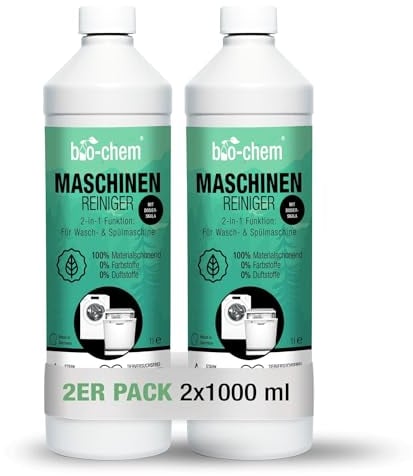 Bio-Chem - Nettoyant lave linge et lave vaisselle 2 x 1L - Nettoyant intensif liquide lave-vaisselle, lave-linge, machine à laver - Nettoyant lave vaisselle - Nettoyant machine à laver