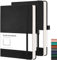 RETTACY Notizbuch A5 Blanko 2er Pack - 384 Seiten Unlined Notizbücher Mit 100gsm Blanko Papier, Stiftschlaufe, Innentasche, Für Skizzieren Schule Frauen Männer 14.5 X 21cm-Schwarz