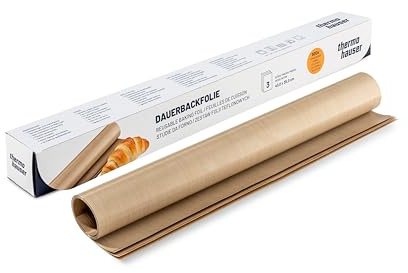 thermohauser Dauerbackfolie 40 x 35 cm, 3er Set, Glasfasergewebe, PTFE-beschichtet, stabil und reissfest, Beige