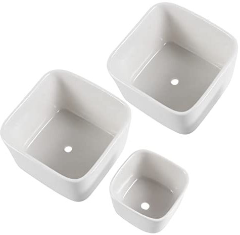 Milisten Macetas Cuadradas De Cerámica 3 Piezas Pintables para Decorar Interiores y Exteriores