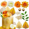 JeVenis Gold Blume Kuchen Dekorationen Palme Bouquet Kuchen Topper Gold Kugeln Getrocknete Blumen Rose Kuchen Dekorationen Getrocknete Blumen für Kuchen Geburtstag Hochzeit