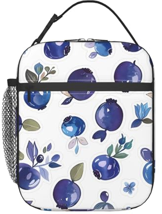 KWQDOZF Isolierte Lunchtasche von Blueberry, mittelgroß – stilvoller und funktioneller, wiederverwendbarer, weicher Kühler für Schule, Arbeit und Büro