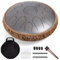 AMKOSKR Stahlzungentrommel, 14 Zoll 35 cm Steel Tongue Drum, C-Dur 15 Noten, Handtrommel HandPan Drum mit Drumsticks, Tragetasche, Silber