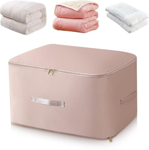 FIVAVA Platzsparender Komprimierender Organizer,Aufbewahrung für Bettdecken,Kleidung Aufbewahrung,Groß Aufbewahrungstasche(Rosa,54x42x60CM)