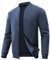 Huayuzh Jacke Herren Bomberjacke Winter Karierten Jacquard Freizeit Alltag Leicht übergangsjacke mit Reißverschlusstasche Grau Blau L