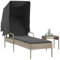 Xichuzi Sonnenliege mit Dach und Tisch Hellgrau Poly Rattan, Gartenliege, Liegestuhl, Sonnenstuhl, Sonneninsel Outdoor, Liegen, Gartenmöbel, Bäderliege, Relaxliege - 368202