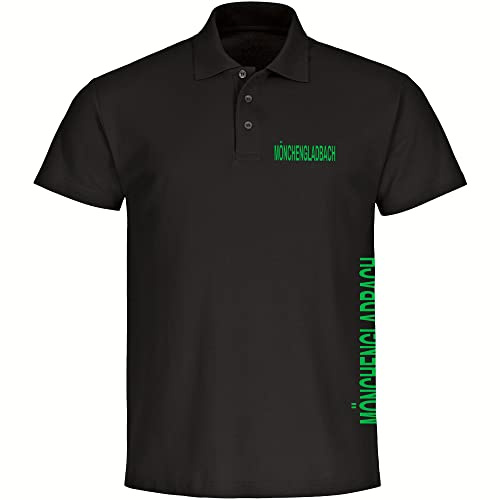 multifanshop Poloshirt - Mönchengladbach - Brust & Seite - Druck grün - Polo Größe XXL schwarz
