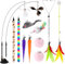 Soarer 4-in-1 Interactive Cat Feather Toys,12Pcs Durable Fishing Pole Cats Feathers Toy Replacements,Enhanced Suction Cup Cats Wand Toy,2 Types Door Hanging Cat String Toys for Indoor Kitten
