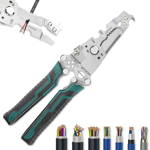 18 in 1 Foldable Wire Stripper Crimper Electrician Special Wire Cutter Miniature Cable Stripper Multifunctional Wire Stripper Pliers Wrench Handheld Multifunctional Collapsible Splitter Crimper Pliers