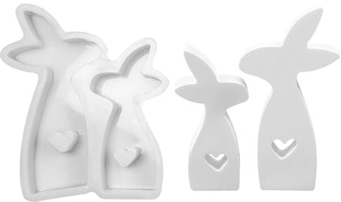 2 Stück Hase Silikonform Ostern, Silikonformen Gießformen Ostern, Silikonform Hase mit Herz, Gießformen Silikon Ostern, Silikonformen Osterhase, Giessformen Silikon für DIY Osterhase Deko Handwerk (S)