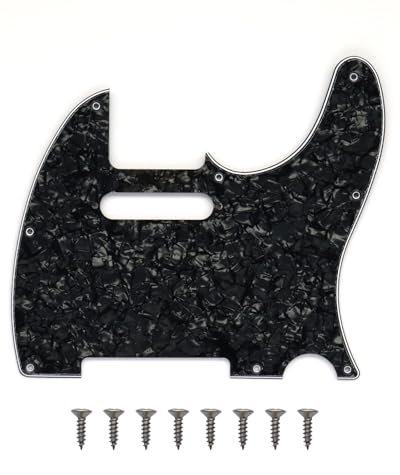 8 Hole Tele Pickguard Modern Style TL Pick Guard with Pickup Mounting Screw Holes for Tele/Telecaster (Black Pearl)